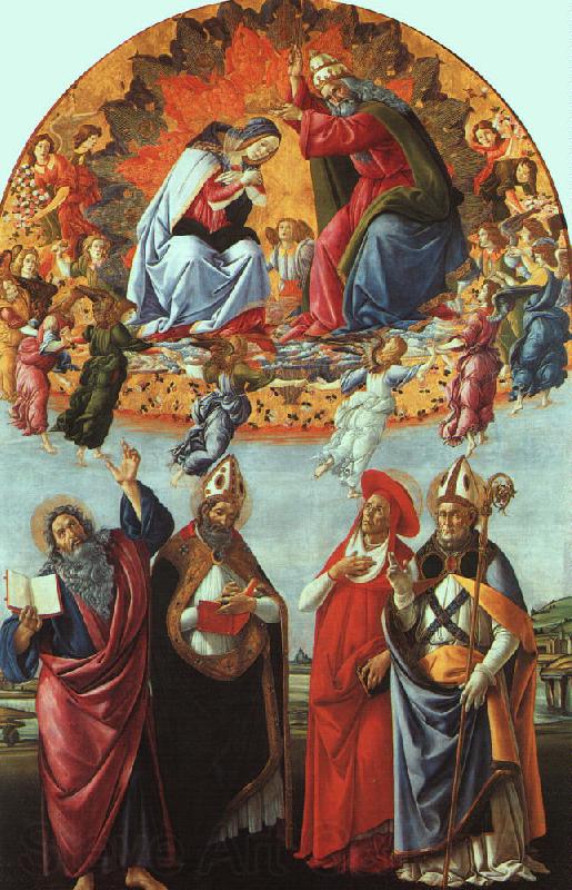 BOTTICELLI, Sandro The Coronation of the Virgin (San Marco Altarpiece) gfh Norge oil painting art